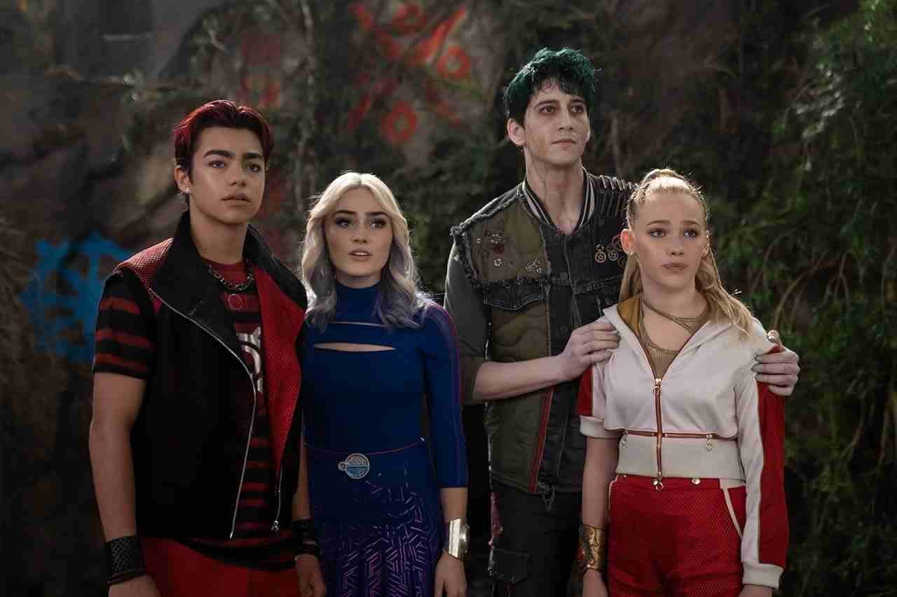Freya Skye, Milo Manheim, Meg Donnelly, and Malachi Barton in Zombies 4 (2025)
